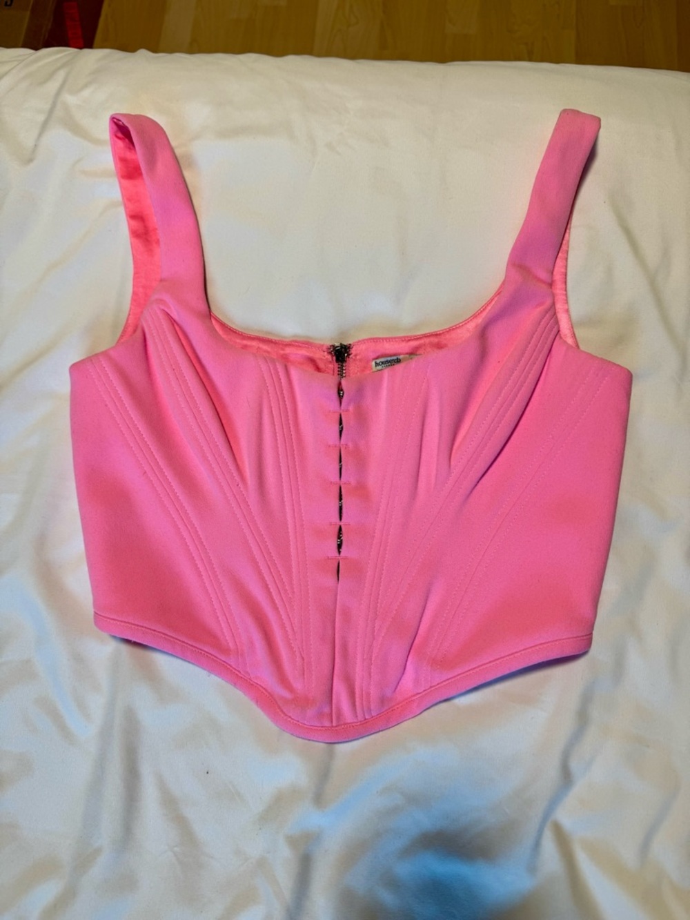House of CB Pink Structured Corset Crop Top
